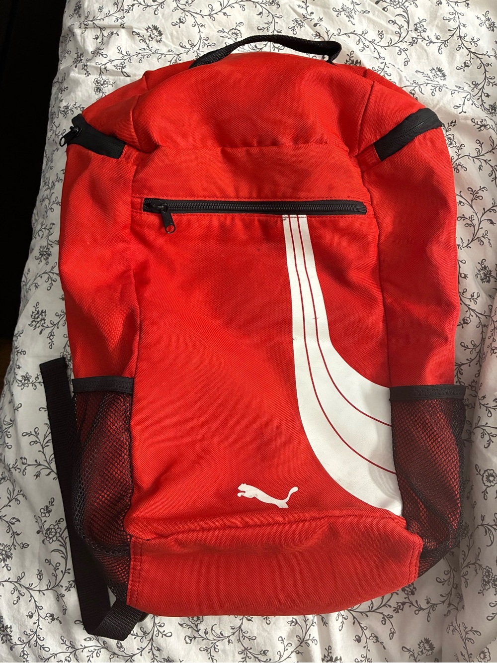 Puma Red Men's Backpack with White Stripe Graphic